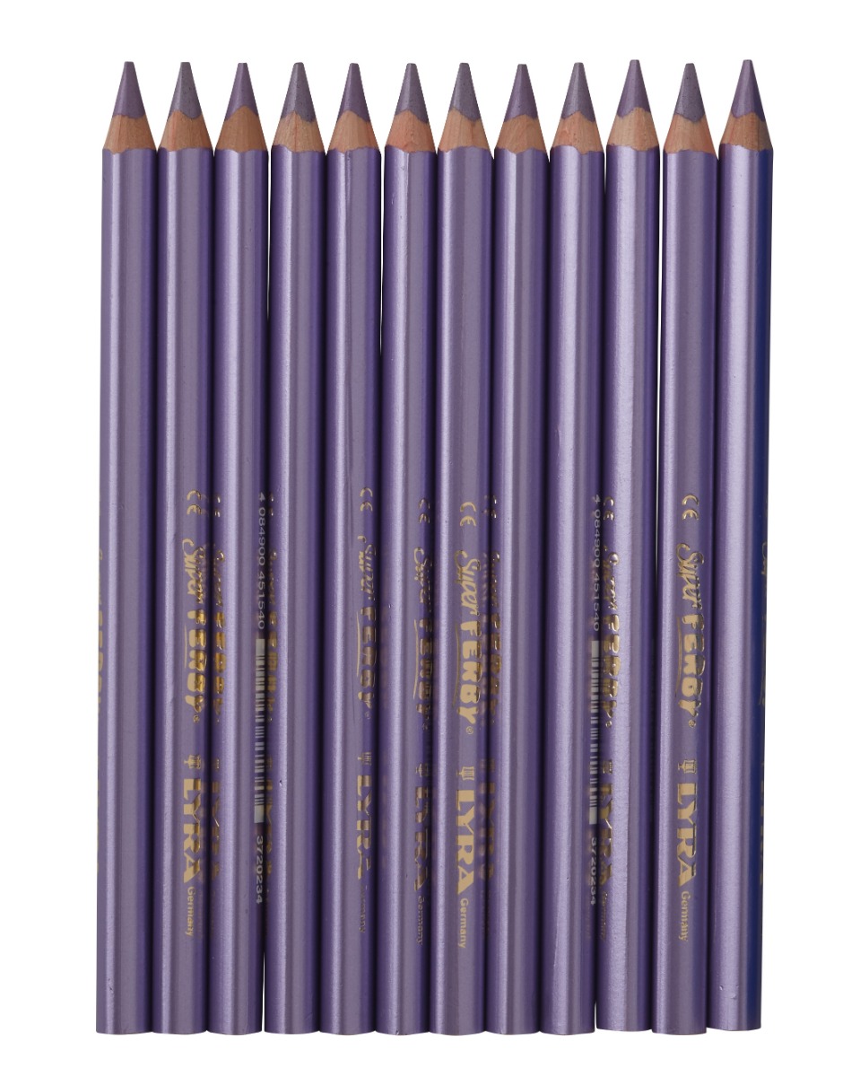 Lyra Pencils Super Ferby Lacquered Triangular Box of 12 - Metallic Blue image